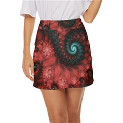 Fractal Spiral Vortex Pattern Art Digital Mini Front Wrap Skirt by Ravend