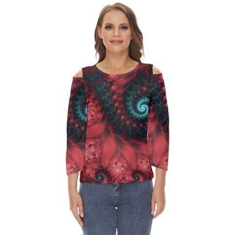 Fractal Spiral Vortex Pattern Art Digital Cut Out Wide Sleeve Top by Ravend