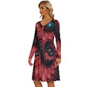 Fractal Spiral Vortex Pattern Art Digital Long Sleeve Dress With Pocket View2