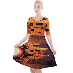 Technology Design Tech Computer Future Business Quarter Sleeve A-line Dress by Ravend