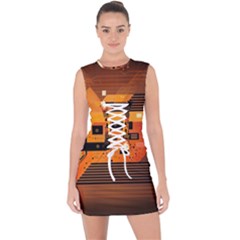 Technology Design Tech Computer Future Business Lace Up Front Bodycon Dress by Ravend