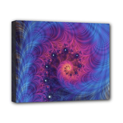 Fractal Fractals Spiral Vortex Blue Dark Art Canvas 10  X 8  (stretched) by Ravend