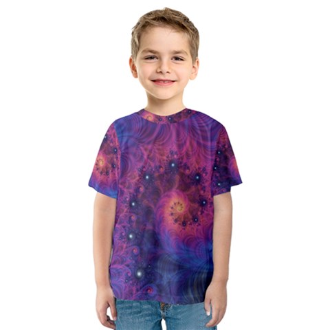 Fractal Fractals Spiral Vortex Blue Dark Art Kids  Sport Mesh Tee by Ravend