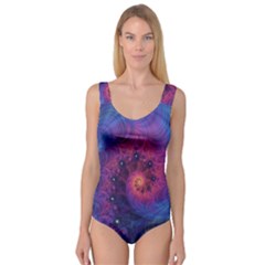 Fractal Fractals Spiral Vortex Blue Dark Art Princess Tank Leotard  by Ravend