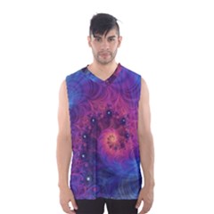 Fractal Fractals Spiral Vortex Blue Dark Art Men s Basketball Tank Top by Ravend