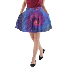 Fractal Fractals Spiral Vortex Blue Dark Art A-line Pocket Skirt by Ravend