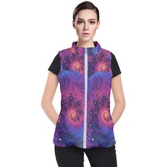 Fractal Fractals Spiral Vortex Blue Dark Art Women s Puffer Vest by Ravend