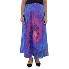 Fractal Fractals Spiral Vortex Blue Dark Art Flared Maxi Skirt by Ravend