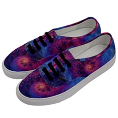 Fractal Fractals Spiral Vortex Blue Dark Art Men s Classic Low Top Sneakers by Ravend