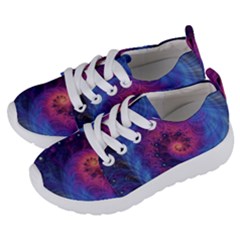 Fractal Fractals Spiral Vortex Blue Dark Art Kids  Lightweight Sports Shoes by Ravend