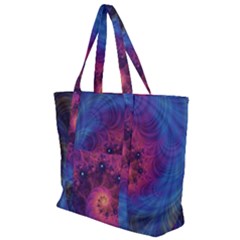 Fractal Fractals Spiral Vortex Blue Dark Art Zip Up Canvas Bag by Ravend