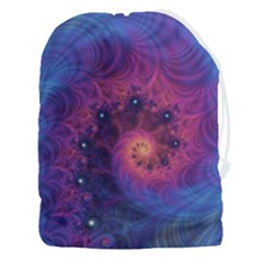 Fractal Fractals Spiral Vortex Blue Dark Art Drawstring Pouch (3xl) by Ravend