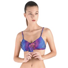 Fractal Fractals Spiral Vortex Blue Dark Art Tie Up Cut Bikini Top by Ravend