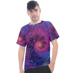 Fractal Fractals Spiral Vortex Blue Dark Art Men s Sport Top by Ravend