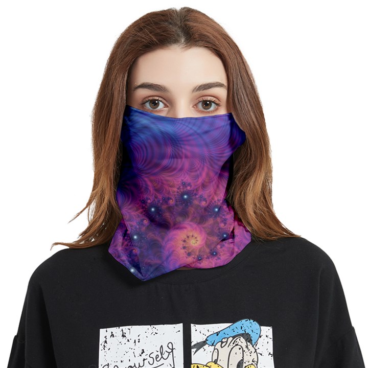 Fractal Fractals Spiral Vortex Blue Dark Art Face Covering Bandana (Two Sides)