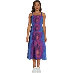 Fractal Fractals Spiral Vortex Blue Dark Art Sleeveless Shoulder Straps Boho Dress