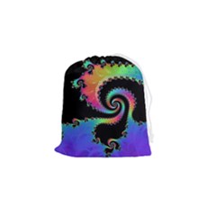 Fractal Spiral Vortex Swirl Whirlpool Math Drawstring Pouch (small) by Ravend