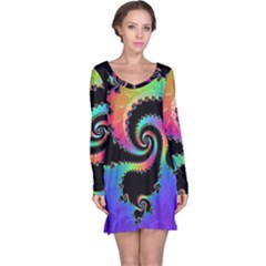 Fractal Spiral Vortex Swirl Whirlpool Math Long Sleeve Nightdress by Ravend