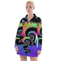 Fractal Spiral Vortex Swirl Whirlpool Math Women s Long Sleeve Casual Dress by Ravend