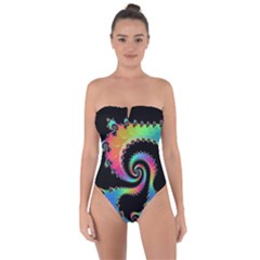 Fractal Spiral Vortex Swirl Whirlpool Math Tie Back One Piece Swimsuit by Ravend