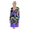 Fractal Spiral Vortex Swirl Whirlpool Math Long Sleeve Velvet Front Wrap Dress View1