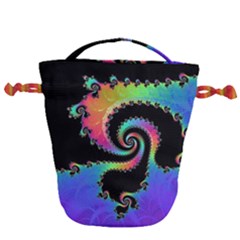 Fractal Spiral Vortex Swirl Whirlpool Math Drawstring Bucket Bag by Ravend