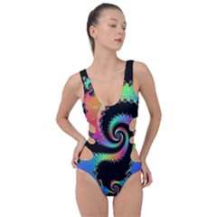 Fractal Spiral Vortex Swirl Whirlpool Math Side Cut Out Swimsuit by Ravend