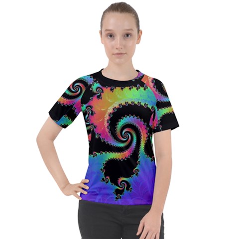 Fractal Spiral Vortex Swirl Whirlpool Math Women s Sport Raglan Tee by Ravend