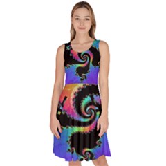 Fractal Spiral Vortex Swirl Whirlpool Math Knee Length Skater Dress With Pockets by Ravend