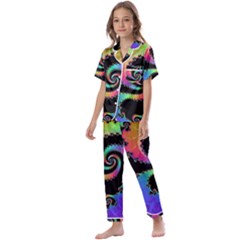 Fractal Spiral Vortex Swirl Whirlpool Math Kids  Satin Short Sleeve Pajamas Set by Ravend