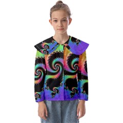 Fractal Spiral Vortex Swirl Whirlpool Math Kids  Peter Pan Collar Blouse by Ravend