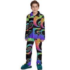 Fractal Spiral Vortex Swirl Whirlpool Math Kids  Long Sleeve Velvet Pajamas Set by Ravend