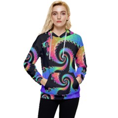 Fractal Spiral Vortex Swirl Whirlpool Math Women s Lightweight Drawstring Hoodie by Ravend