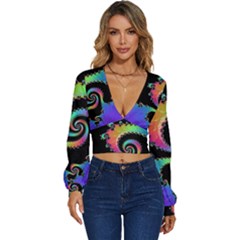 Fractal Spiral Vortex Swirl Whirlpool Math Long Sleeve Deep-v Velour Top