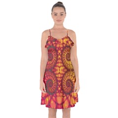 Art Pattern Fractal Design Abstract Artwork Ruffle Detail Chiffon Dress by Ravend