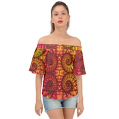 Art Pattern Fractal Design Abstract Artwork Off Shoulder Short Sleeve Top by Ravend