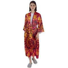 Art Pattern Fractal Design Abstract Artwork Maxi Satin Kimono by Ravend