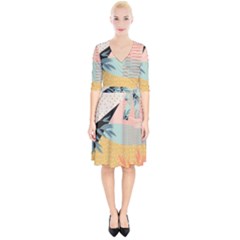 Leaves Pattern Design Colorful Decorative Texture Wrap Up Cocktail Dress by Ravend