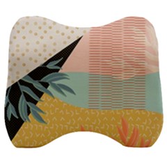 Leaves Pattern Design Colorful Decorative Texture Velour Head Support Cushion by Ravend