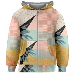 Leaves Pattern Design Colorful Decorative Texture Kids  Zipper Hoodie Without Drawstring by Ravend