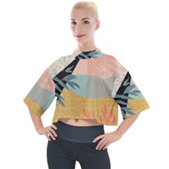 Leaves Pattern Design Colorful Decorative Texture Mock Neck Tee by Ravend