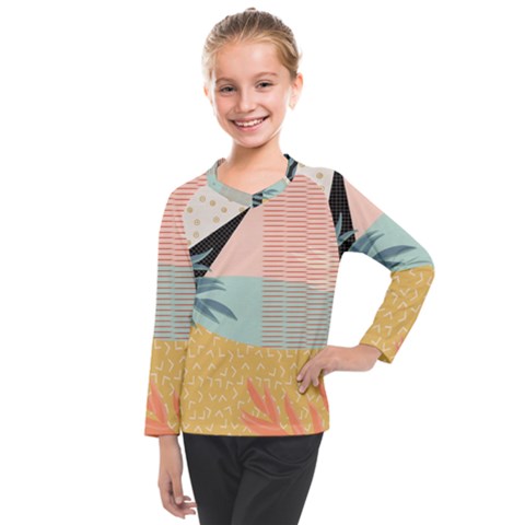 Leaves Pattern Design Colorful Decorative Texture Kids  Long Mesh Tee by Ravend