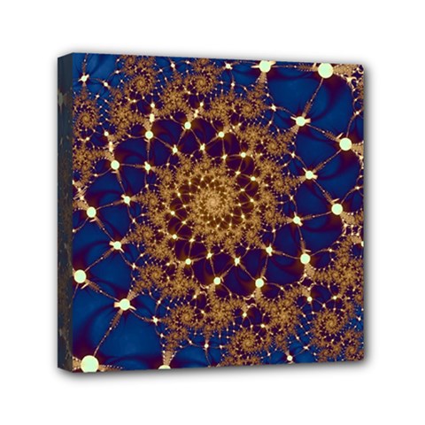 Fractal Spiral Art Pattern Blue Design Mini Canvas 6  X 6  (stretched) by Ravend