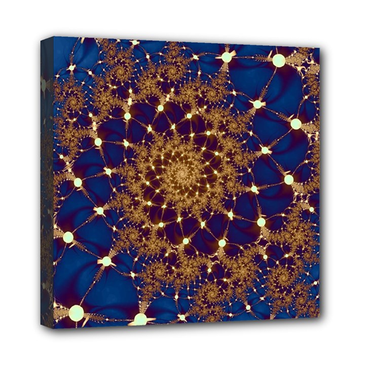 Fractal Spiral Art Pattern Blue Design Mini Canvas 8  x 8  (Stretched)