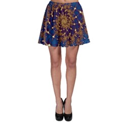 Fractal Spiral Art Pattern Blue Design Skater Skirt by Ravend