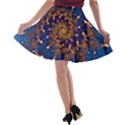 Fractal Spiral Art Pattern Blue Design A-line Skater Skirt View2