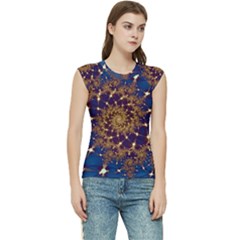 Fractal Spiral Art Pattern Blue Design Women s Raglan Cap Sleeve Tee by Ravend