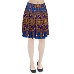 Fractal Spiral Art Pattern Blue Design Pleated Skirt by Ravend