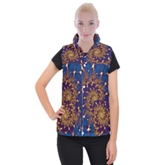 Fractal Spiral Art Pattern Blue Design Women s Button Up Vest by Ravend