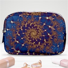 Fractal Spiral Art Pattern Blue Design Make Up Pouch (small) by Ravend